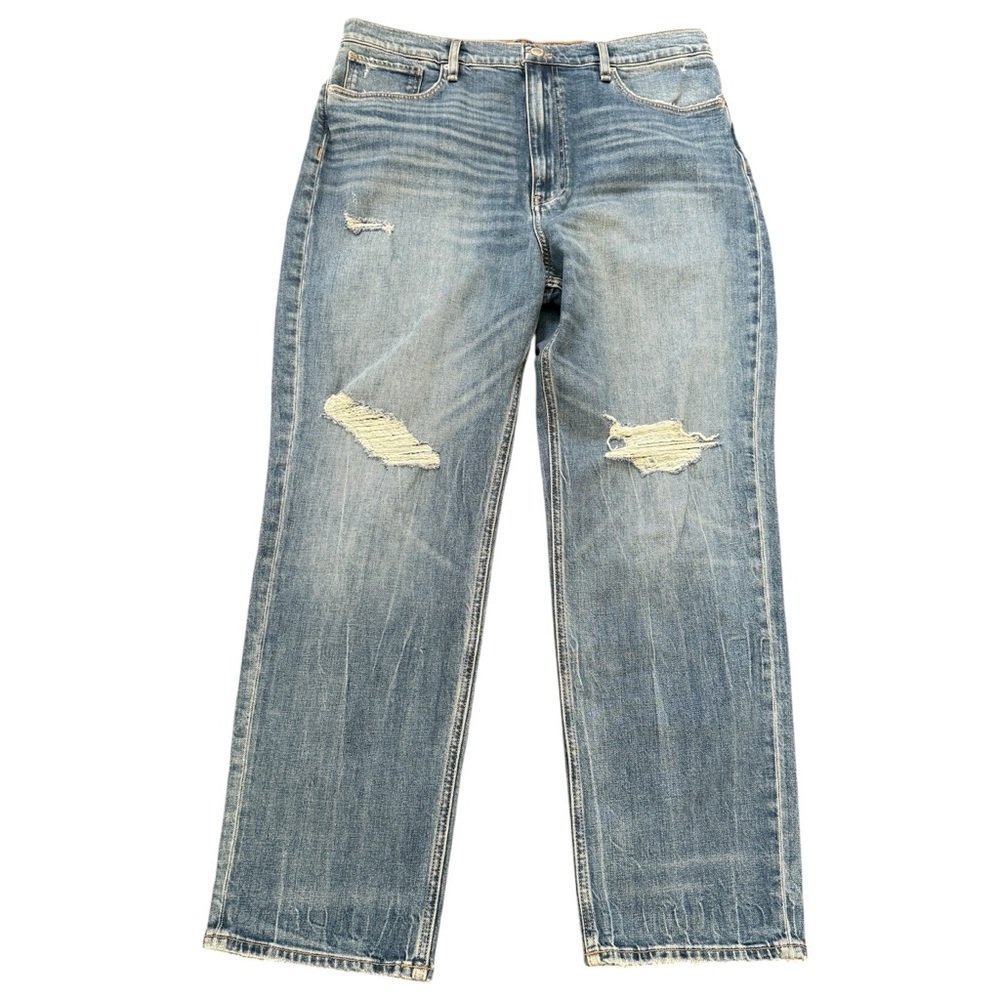 Hudson Jade Jeans 34‎ Distressed Straight Leg Relaxed Fit Mid Wash Denim Western